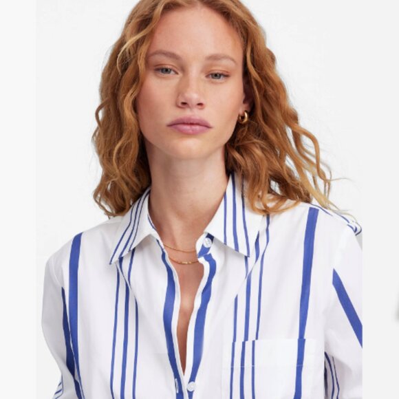 Madewell Poplin Easy Y-Neck Button-Up Shirt NWT - Picture 5 of 5
